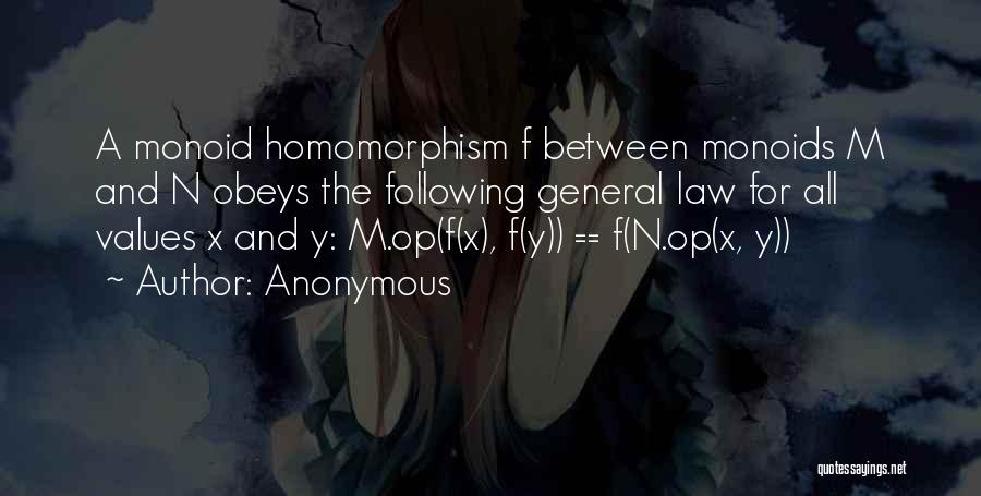 Anonymous Quotes: A Monoid Homomorphism F Between Monoids M And N Obeys The Following General Law For All Values X And Y: