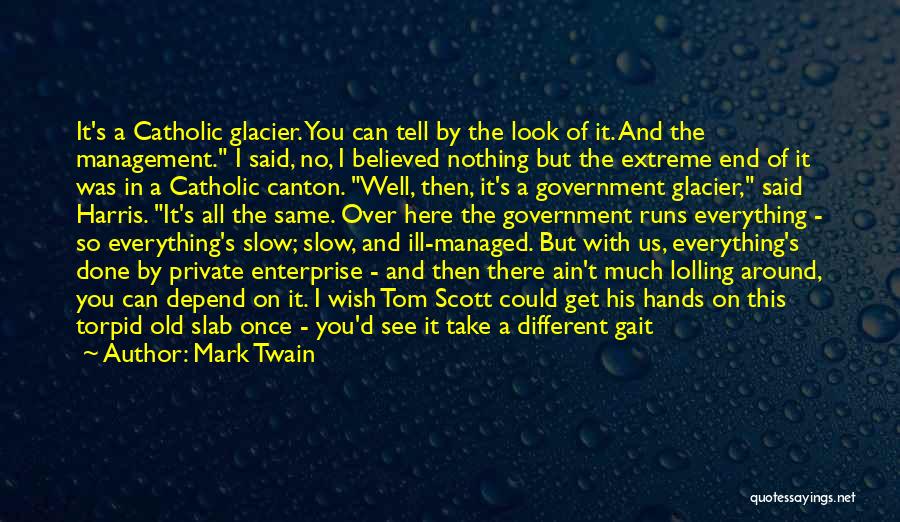 Mark Twain Quotes: It's A Catholic Glacier. You Can Tell By The Look Of It. And The Management. I Said, No, I Believed