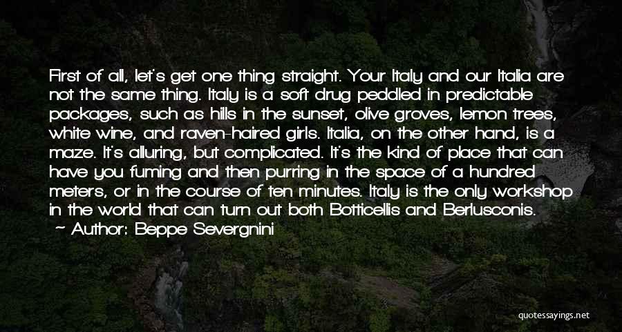 Beppe Severgnini Quotes: First Of All, Let's Get One Thing Straight. Your Italy And Our Italia Are Not The Same Thing. Italy Is