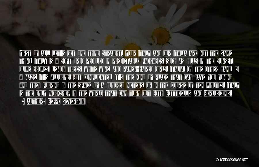 Beppe Severgnini Quotes: First Of All, Let's Get One Thing Straight. Your Italy And Our Italia Are Not The Same Thing. Italy Is