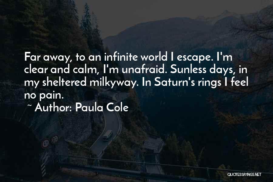 Paula Cole Quotes: Far Away, To An Infinite World I Escape. I'm Clear And Calm, I'm Unafraid. Sunless Days, In My Sheltered Milkyway.