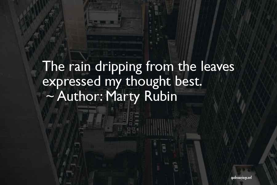 Marty Rubin Quotes: The Rain Dripping From The Leaves Expressed My Thought Best.