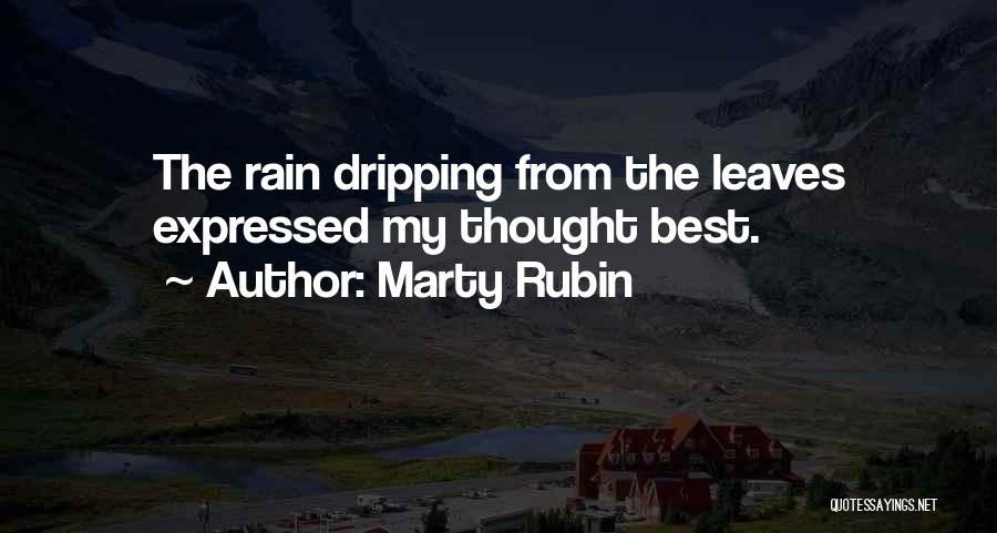 Marty Rubin Quotes: The Rain Dripping From The Leaves Expressed My Thought Best.