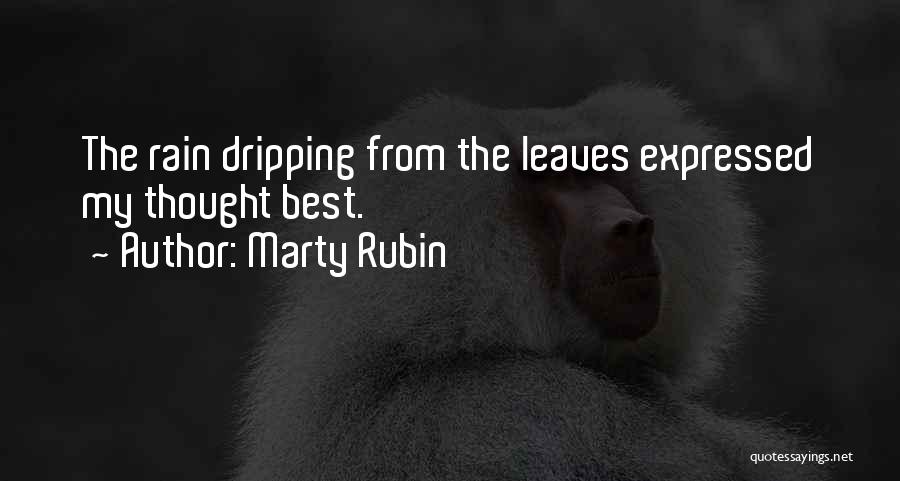 Marty Rubin Quotes: The Rain Dripping From The Leaves Expressed My Thought Best.