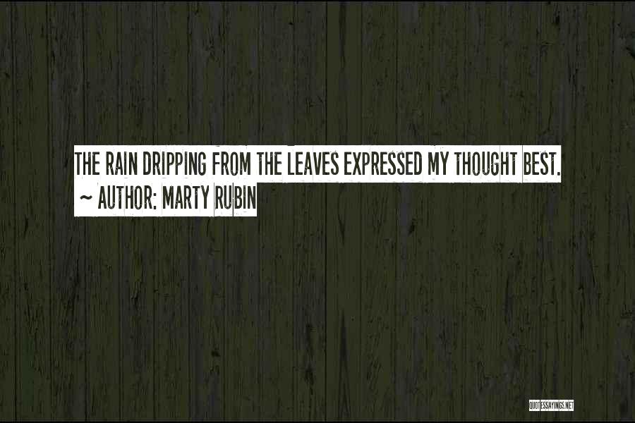 Marty Rubin Quotes: The Rain Dripping From The Leaves Expressed My Thought Best.