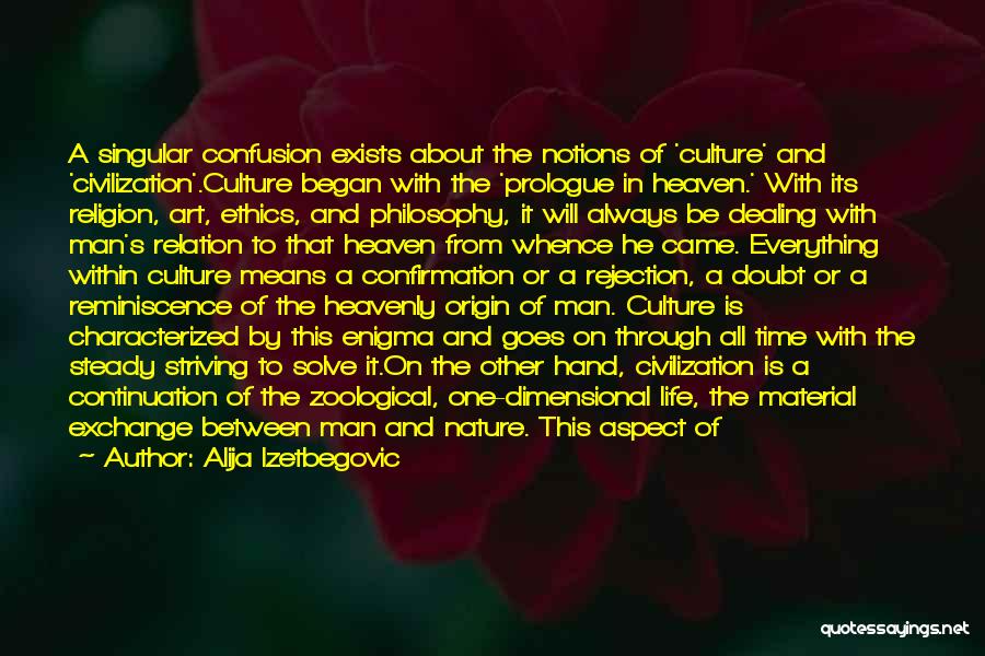 Alija Izetbegovic Quotes: A Singular Confusion Exists About The Notions Of 'culture' And 'civilization'.culture Began With The 'prologue In Heaven.' With Its Religion,