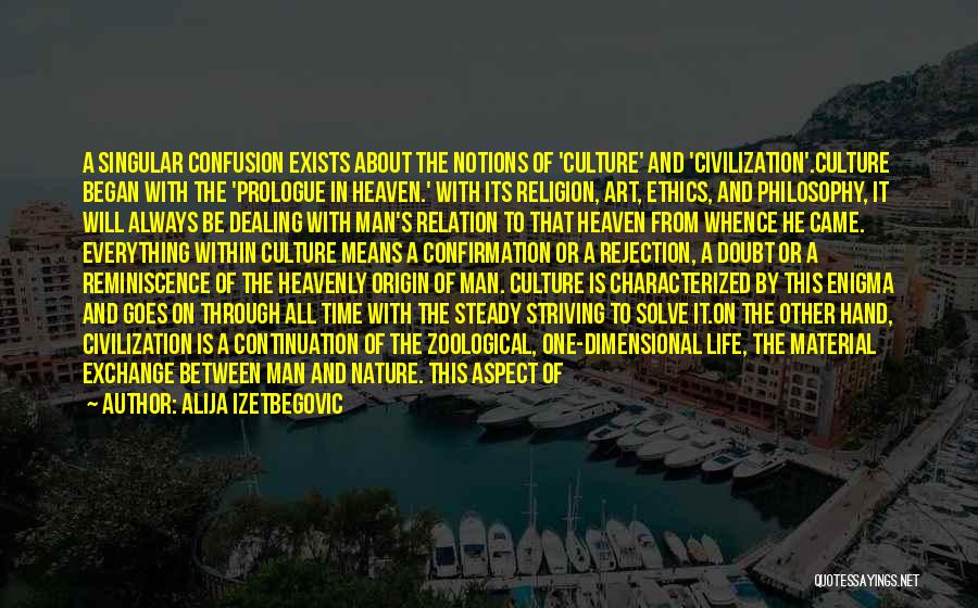 Alija Izetbegovic Quotes: A Singular Confusion Exists About The Notions Of 'culture' And 'civilization'.culture Began With The 'prologue In Heaven.' With Its Religion,