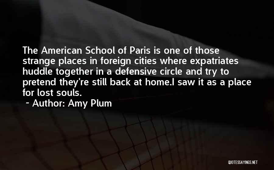 Amy Plum Quotes: The American School Of Paris Is One Of Those Strange Places In Foreign Cities Where Expatriates Huddle Together In A