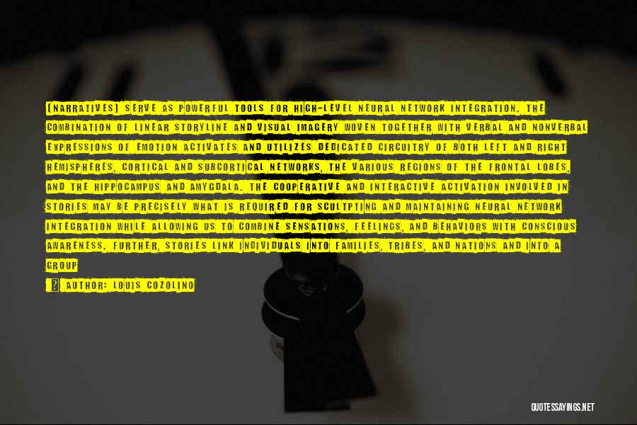 Louis Cozolino Quotes: [narratives] Serve As Powerful Tools For High-level Neural Network Integration. The Combination Of Linear Storyline And Visual Imagery Woven Together