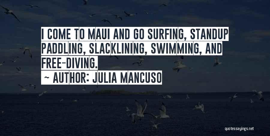Julia Mancuso Quotes: I Come To Maui And Go Surfing, Standup Paddling, Slacklining, Swimming, And Free-diving.