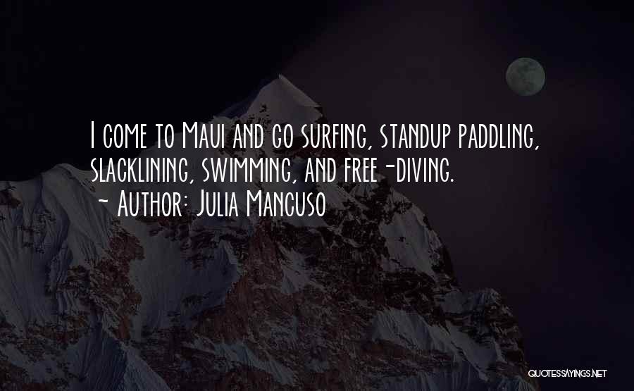 Julia Mancuso Quotes: I Come To Maui And Go Surfing, Standup Paddling, Slacklining, Swimming, And Free-diving.