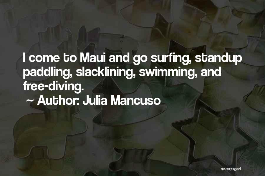 Julia Mancuso Quotes: I Come To Maui And Go Surfing, Standup Paddling, Slacklining, Swimming, And Free-diving.