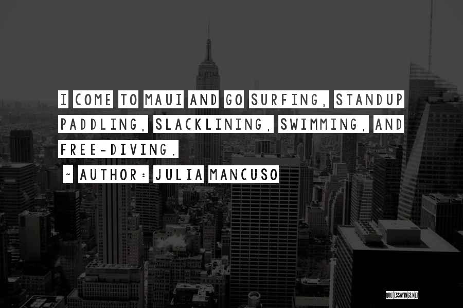 Julia Mancuso Quotes: I Come To Maui And Go Surfing, Standup Paddling, Slacklining, Swimming, And Free-diving.