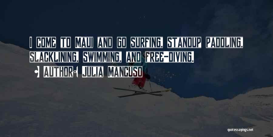 Julia Mancuso Quotes: I Come To Maui And Go Surfing, Standup Paddling, Slacklining, Swimming, And Free-diving.
