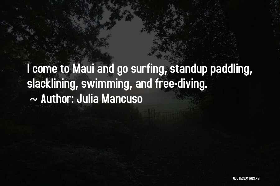 Julia Mancuso Quotes: I Come To Maui And Go Surfing, Standup Paddling, Slacklining, Swimming, And Free-diving.