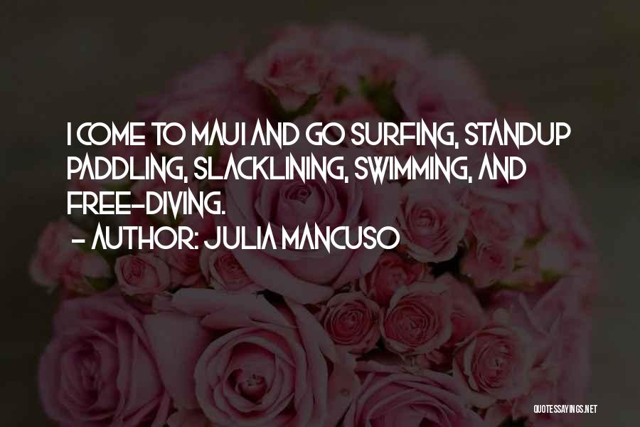 Julia Mancuso Quotes: I Come To Maui And Go Surfing, Standup Paddling, Slacklining, Swimming, And Free-diving.