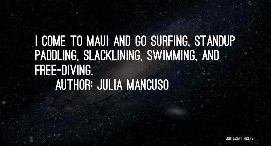 Julia Mancuso Quotes: I Come To Maui And Go Surfing, Standup Paddling, Slacklining, Swimming, And Free-diving.