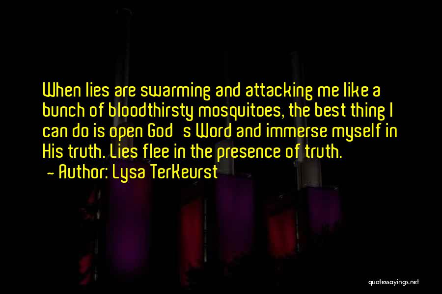 Lysa TerKeurst Quotes: When Lies Are Swarming And Attacking Me Like A Bunch Of Bloodthirsty Mosquitoes, The Best Thing I Can Do Is