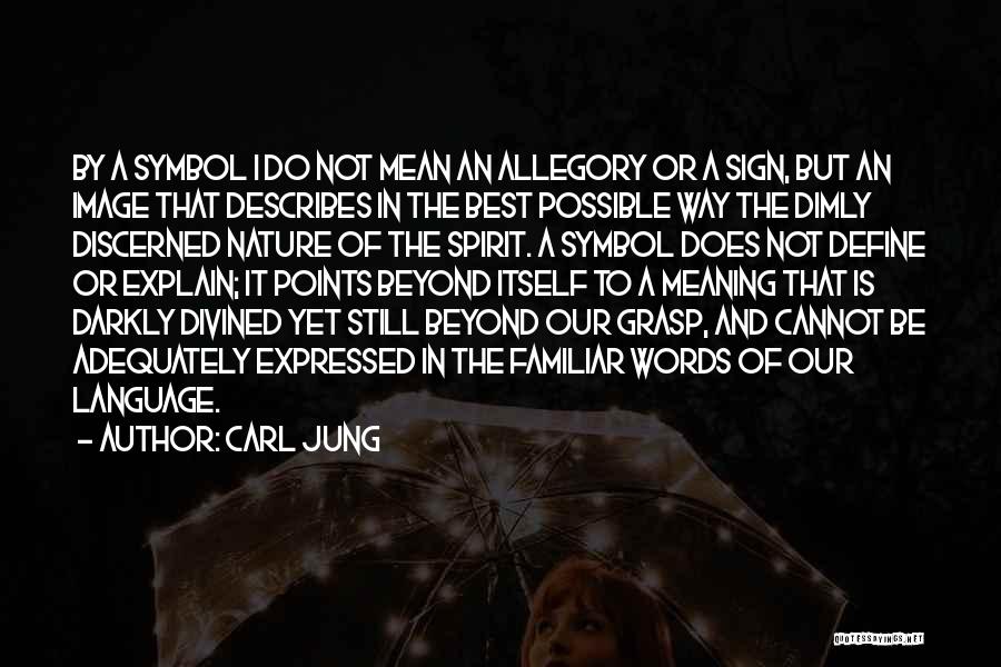 Carl Jung Quotes: By A Symbol I Do Not Mean An Allegory Or A Sign, But An Image That Describes In The Best