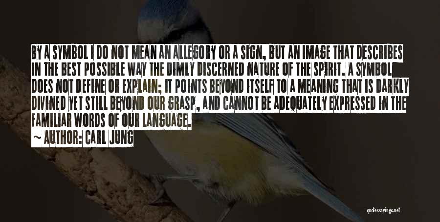 Carl Jung Quotes: By A Symbol I Do Not Mean An Allegory Or A Sign, But An Image That Describes In The Best