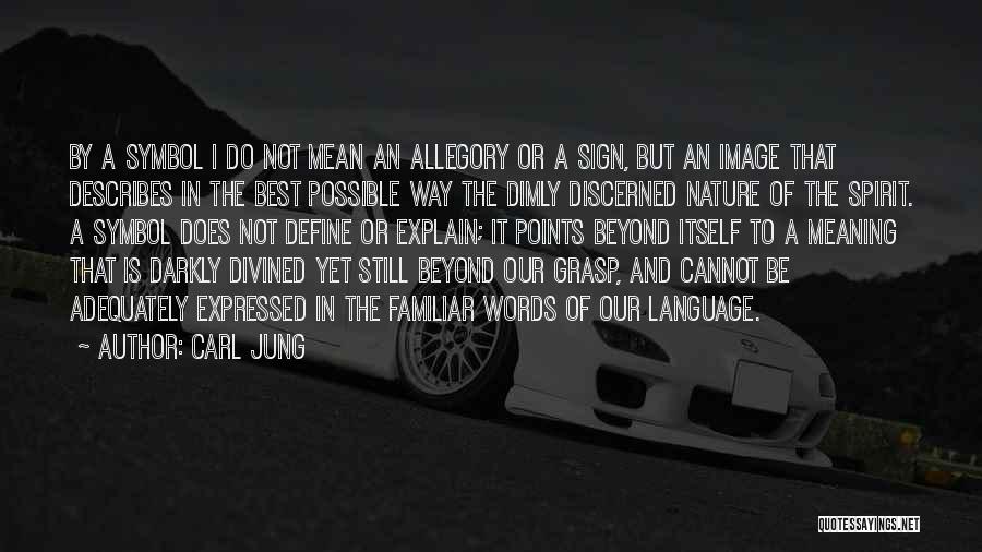 Carl Jung Quotes: By A Symbol I Do Not Mean An Allegory Or A Sign, But An Image That Describes In The Best