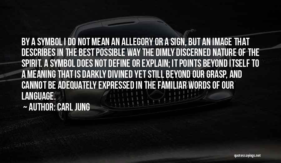 Carl Jung Quotes: By A Symbol I Do Not Mean An Allegory Or A Sign, But An Image That Describes In The Best