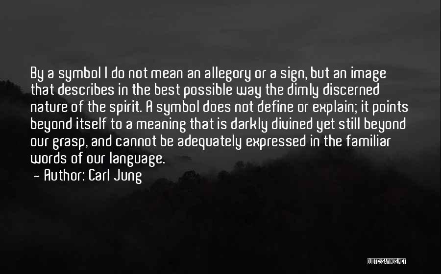 Carl Jung Quotes: By A Symbol I Do Not Mean An Allegory Or A Sign, But An Image That Describes In The Best