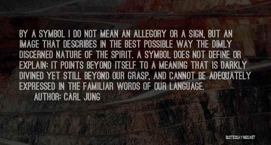 Carl Jung Quotes: By A Symbol I Do Not Mean An Allegory Or A Sign, But An Image That Describes In The Best