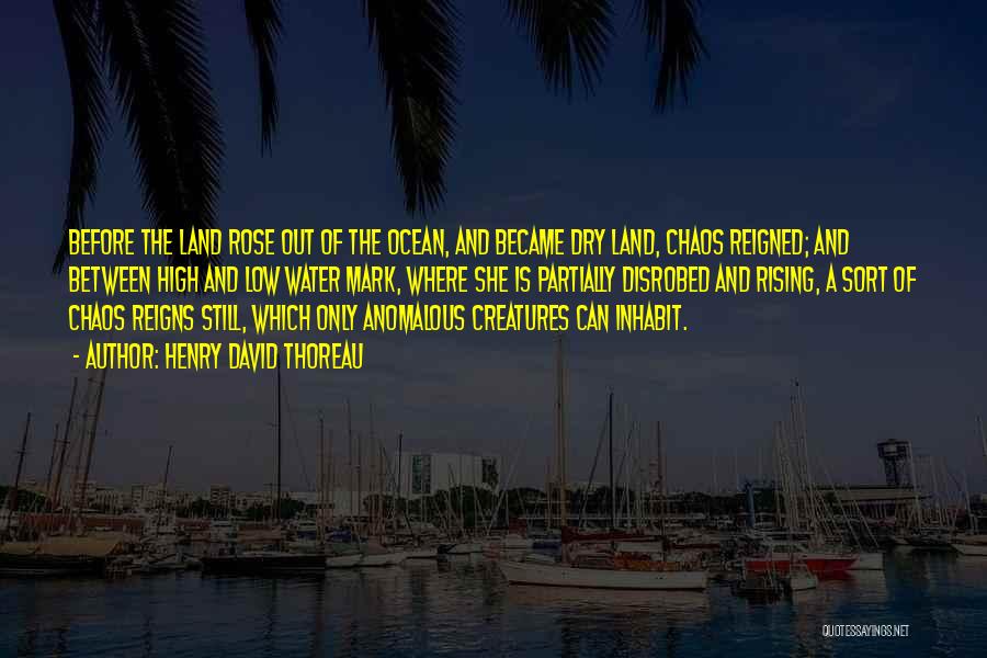 Henry David Thoreau Quotes: Before The Land Rose Out Of The Ocean, And Became Dry Land, Chaos Reigned; And Between High And Low Water
