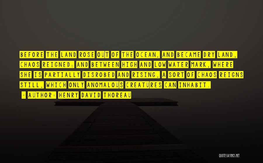 Henry David Thoreau Quotes: Before The Land Rose Out Of The Ocean, And Became Dry Land, Chaos Reigned; And Between High And Low Water