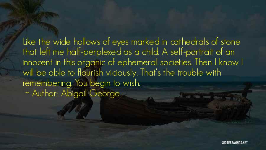 Abigail George Quotes: Like The Wide Hollows Of Eyes Marked In Cathedrals Of Stone That Left Me Half-perplexed As A Child. A Self-portrait