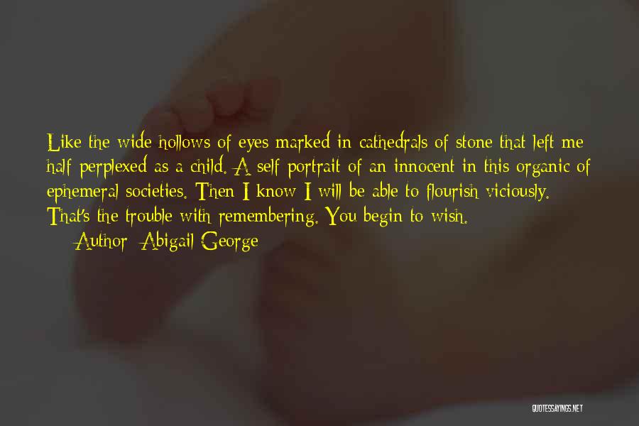 Abigail George Quotes: Like The Wide Hollows Of Eyes Marked In Cathedrals Of Stone That Left Me Half-perplexed As A Child. A Self-portrait