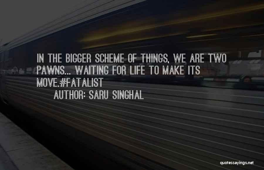 Saru Singhal Quotes: In The Bigger Scheme Of Things, We Are Two Pawns... Waiting For Life To Make Its Move.#fatalist