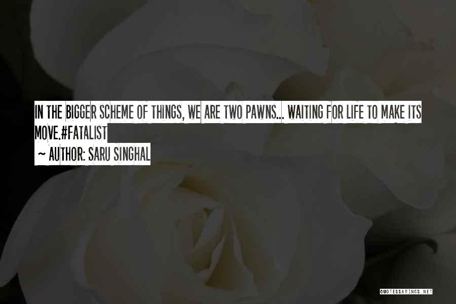 Saru Singhal Quotes: In The Bigger Scheme Of Things, We Are Two Pawns... Waiting For Life To Make Its Move.#fatalist