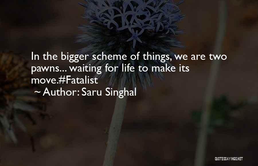 Saru Singhal Quotes: In The Bigger Scheme Of Things, We Are Two Pawns... Waiting For Life To Make Its Move.#fatalist