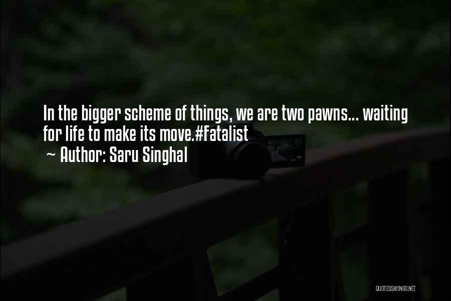 Saru Singhal Quotes: In The Bigger Scheme Of Things, We Are Two Pawns... Waiting For Life To Make Its Move.#fatalist