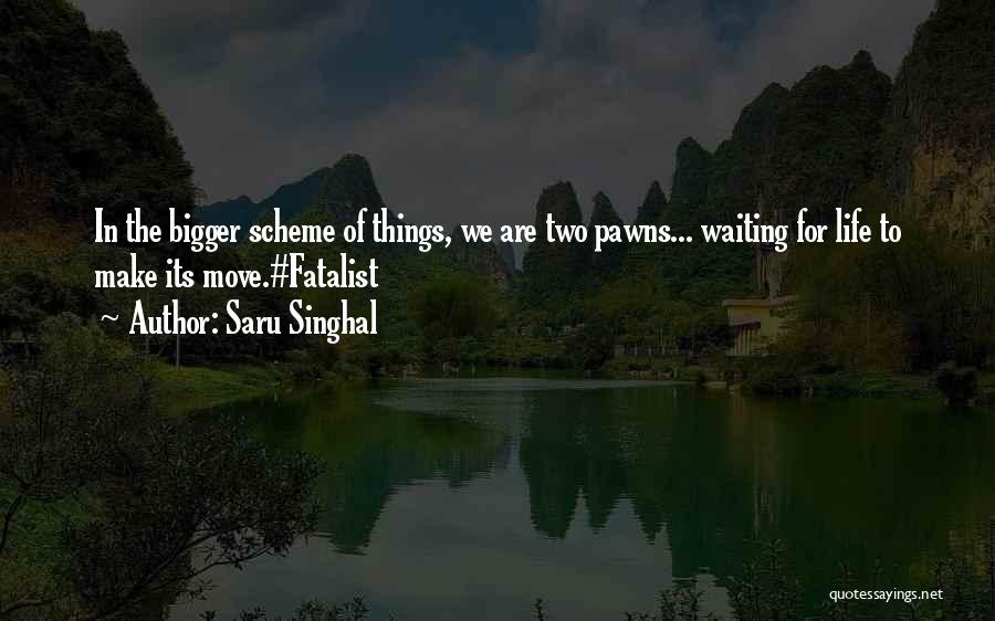 Saru Singhal Quotes: In The Bigger Scheme Of Things, We Are Two Pawns... Waiting For Life To Make Its Move.#fatalist
