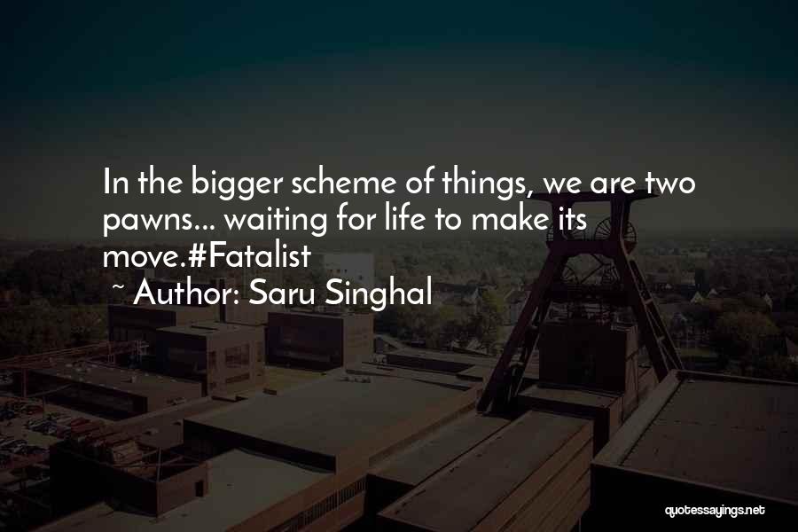 Saru Singhal Quotes: In The Bigger Scheme Of Things, We Are Two Pawns... Waiting For Life To Make Its Move.#fatalist