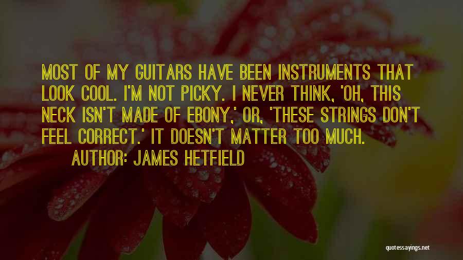 James Hetfield Quotes: Most Of My Guitars Have Been Instruments That Look Cool. I'm Not Picky. I Never Think, 'oh, This Neck Isn't