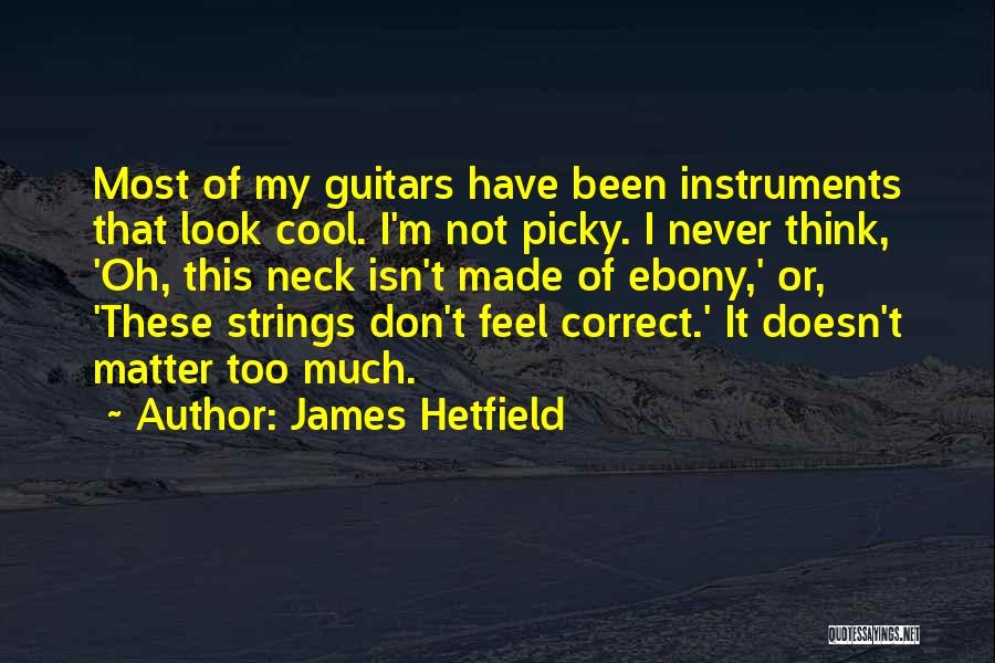 James Hetfield Quotes: Most Of My Guitars Have Been Instruments That Look Cool. I'm Not Picky. I Never Think, 'oh, This Neck Isn't