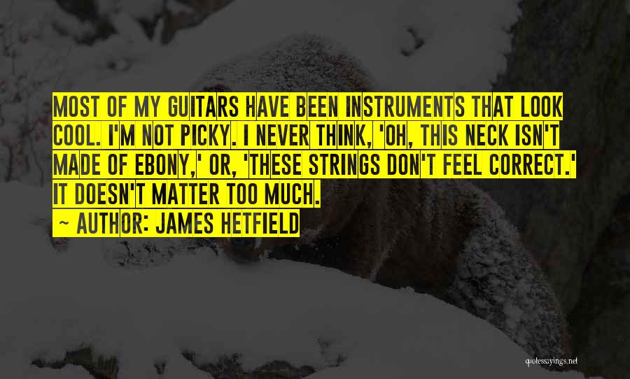 James Hetfield Quotes: Most Of My Guitars Have Been Instruments That Look Cool. I'm Not Picky. I Never Think, 'oh, This Neck Isn't