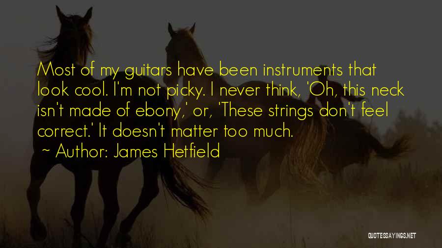 James Hetfield Quotes: Most Of My Guitars Have Been Instruments That Look Cool. I'm Not Picky. I Never Think, 'oh, This Neck Isn't