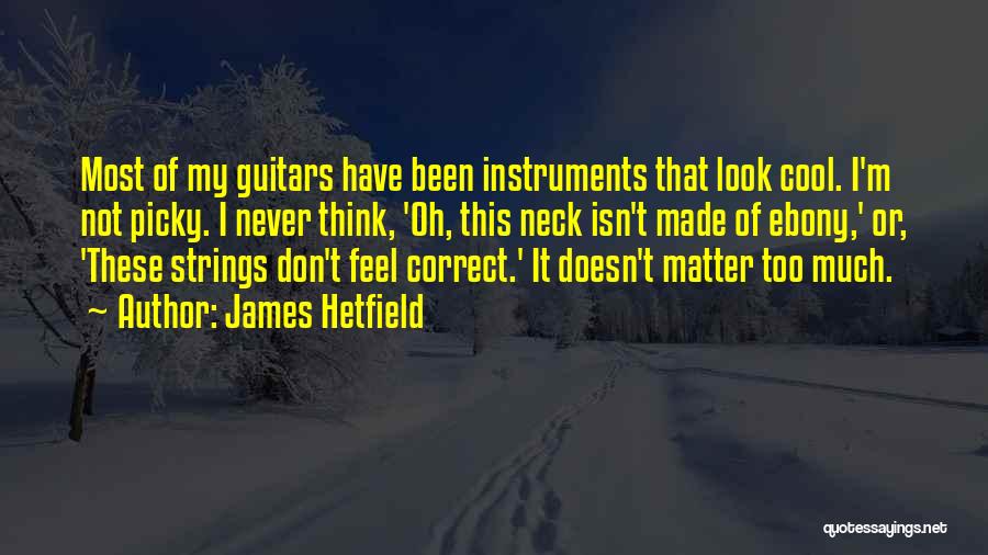 James Hetfield Quotes: Most Of My Guitars Have Been Instruments That Look Cool. I'm Not Picky. I Never Think, 'oh, This Neck Isn't