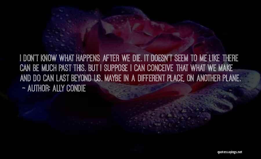 Ally Condie Quotes: I Don't Know What Happens After We Die. It Doesn't Seem To Me Like There Can Be Much Past This.