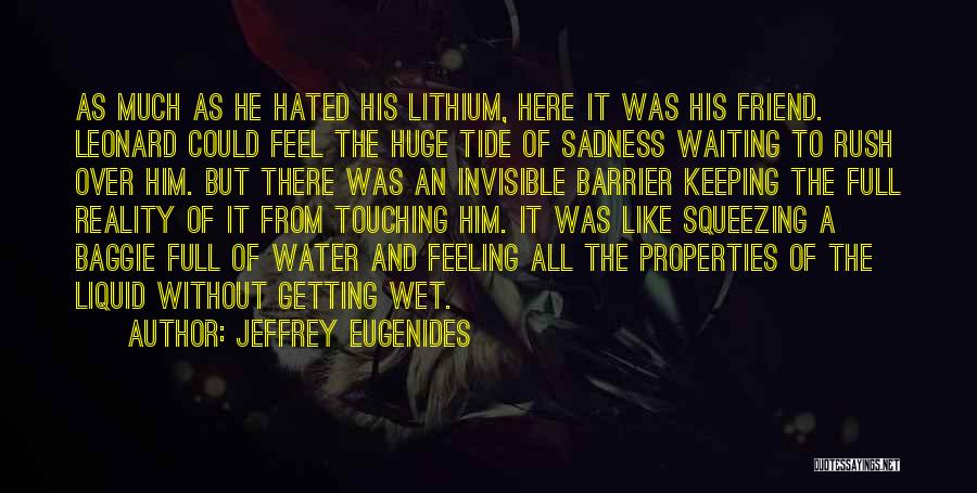 Jeffrey Eugenides Quotes: As Much As He Hated His Lithium, Here It Was His Friend. Leonard Could Feel The Huge Tide Of Sadness