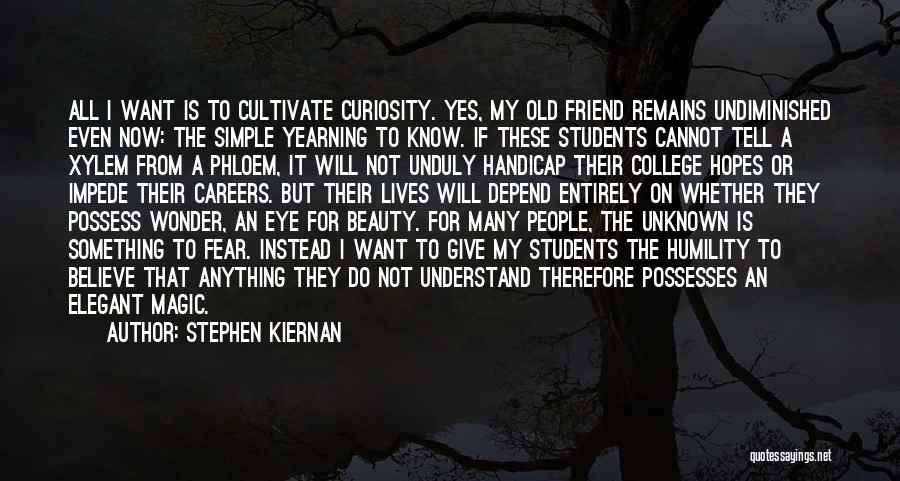 Stephen Kiernan Quotes: All I Want Is To Cultivate Curiosity. Yes, My Old Friend Remains Undiminished Even Now: The Simple Yearning To Know.