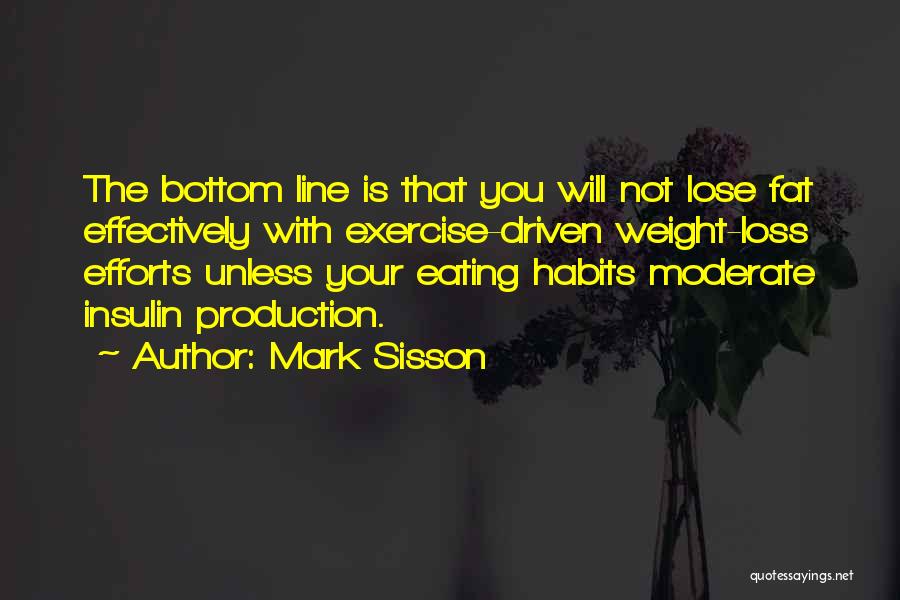 Mark Sisson Quotes: The Bottom Line Is That You Will Not Lose Fat Effectively With Exercise-driven Weight-loss Efforts Unless Your Eating Habits Moderate