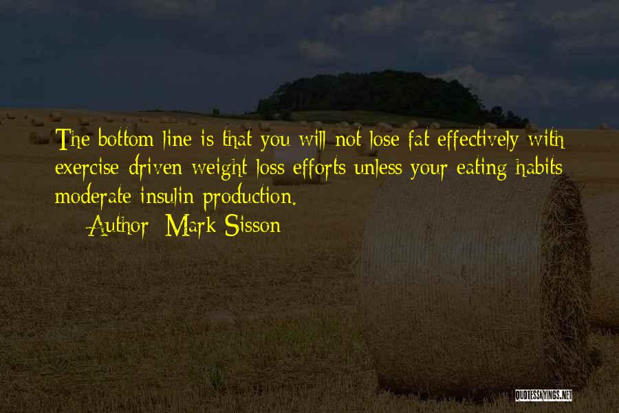 Mark Sisson Quotes: The Bottom Line Is That You Will Not Lose Fat Effectively With Exercise-driven Weight-loss Efforts Unless Your Eating Habits Moderate