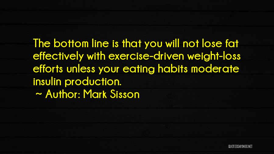 Mark Sisson Quotes: The Bottom Line Is That You Will Not Lose Fat Effectively With Exercise-driven Weight-loss Efforts Unless Your Eating Habits Moderate