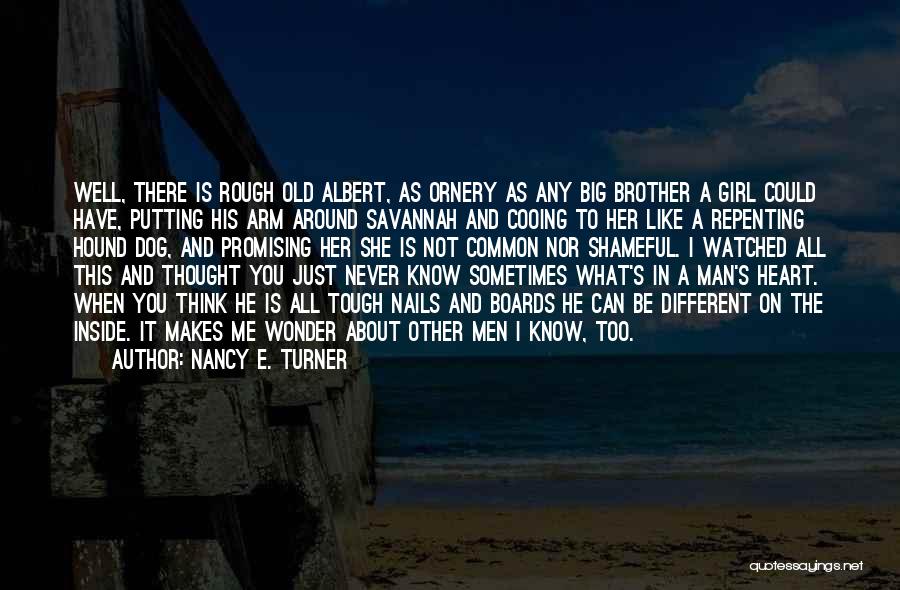 Nancy E. Turner Quotes: Well, There Is Rough Old Albert, As Ornery As Any Big Brother A Girl Could Have, Putting His Arm Around